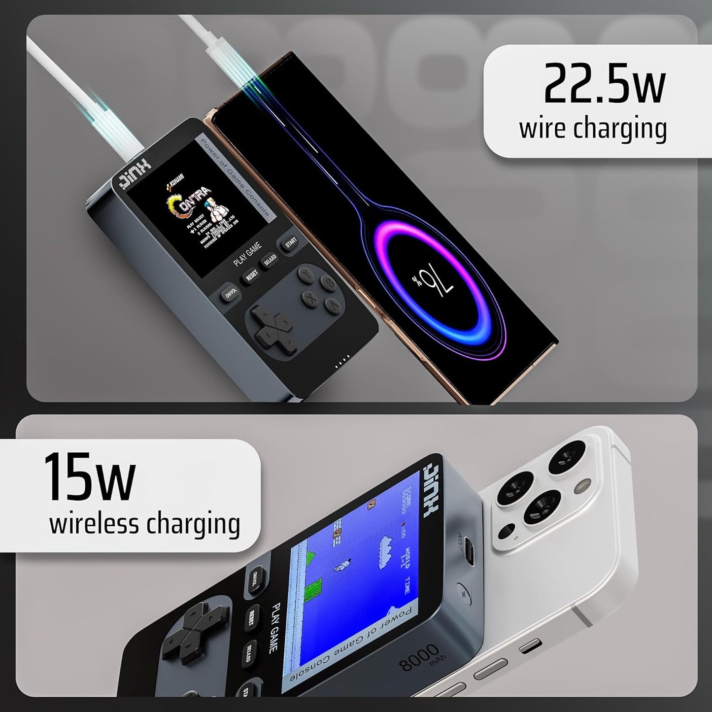 JINX Alpha Wireless Magnetic Powerbank with Retro Video Game
