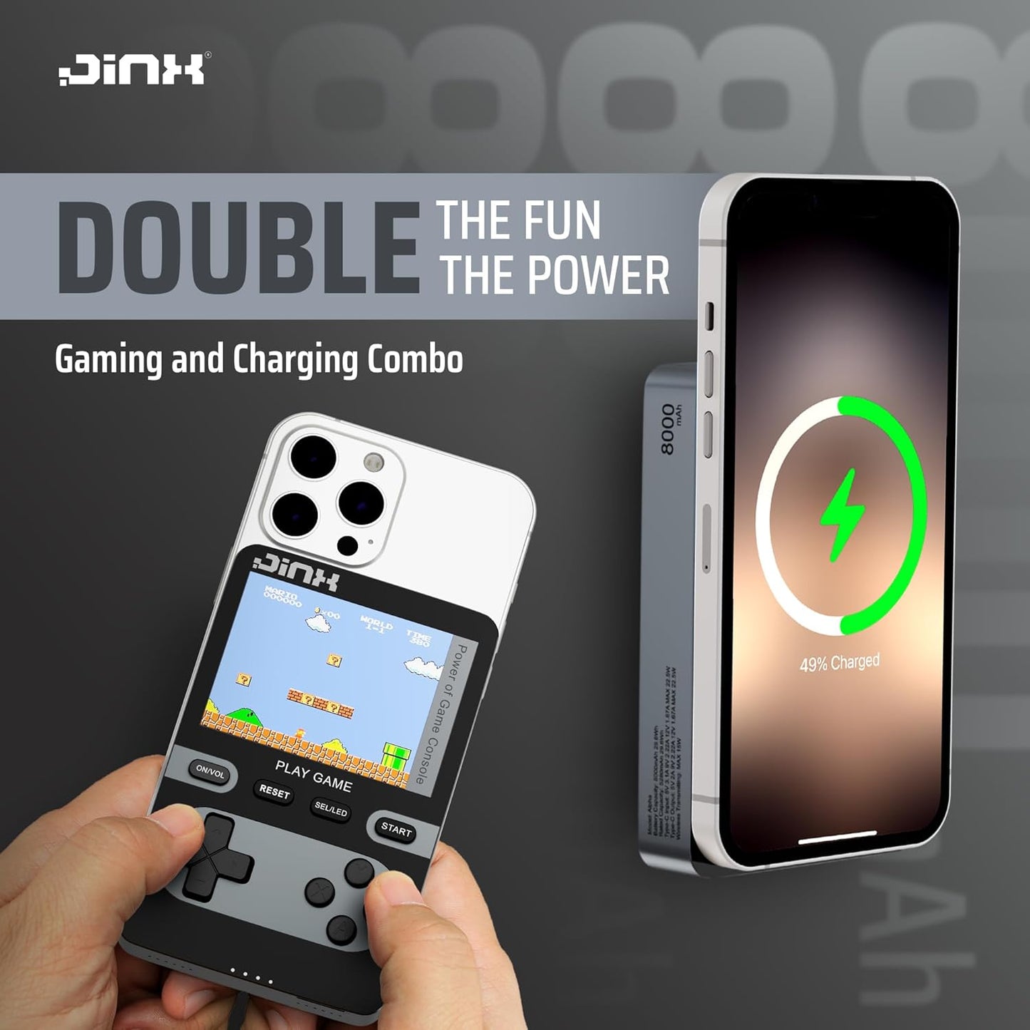 JINX Alpha Wireless Magnetic Powerbank with Retro Video Game